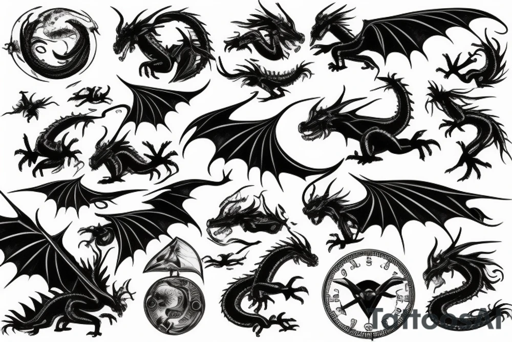 dragon flying past earth tattoo idea