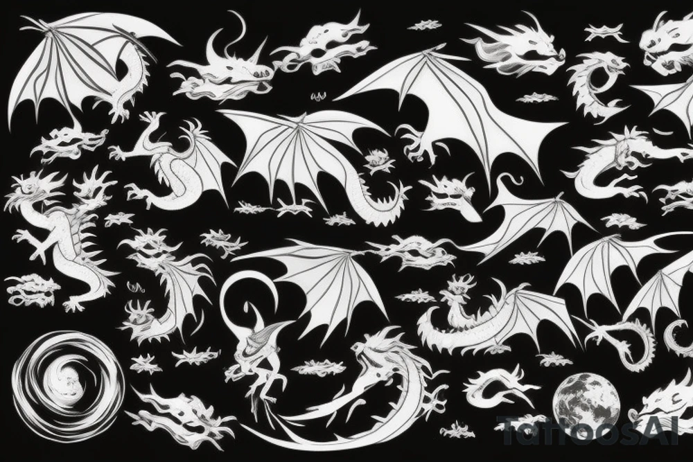 dragon flying past earth tattoo idea