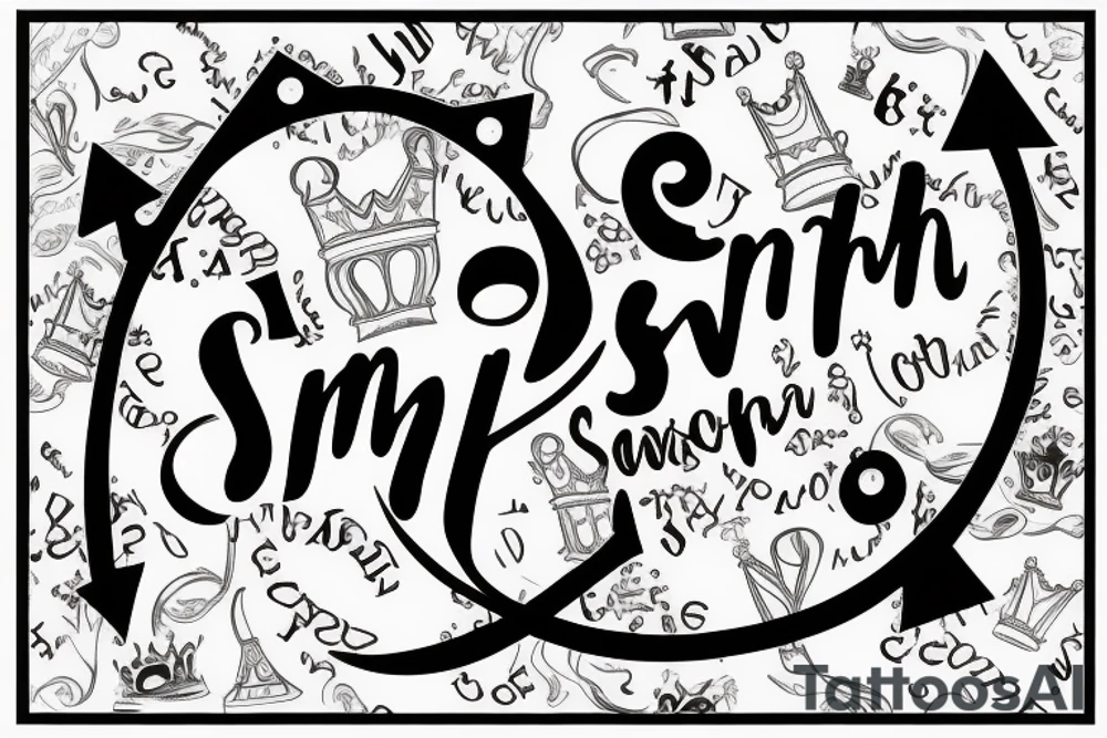 Crown on top of the letter s with a ribbon that says smith underneath it tattoo idea