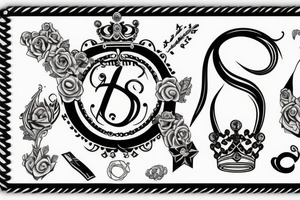 Crown on top of the letter s with a ribbon that says smith underneath it tattoo idea