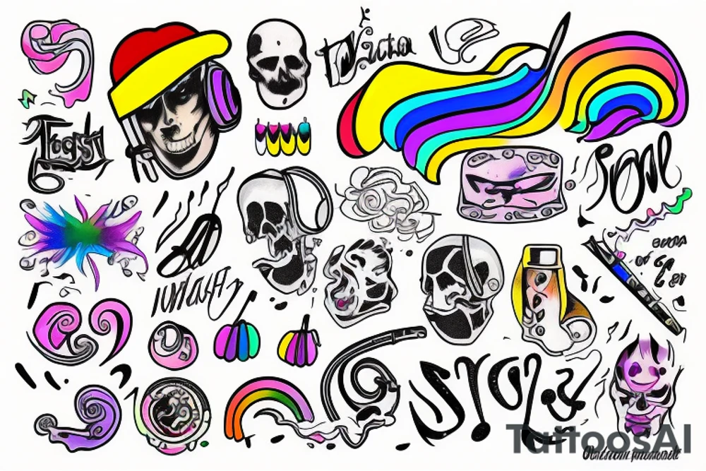 Depression, Rainbow Colors, music tattoo idea