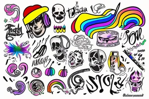 Depression, Rainbow Colors, music tattoo idea