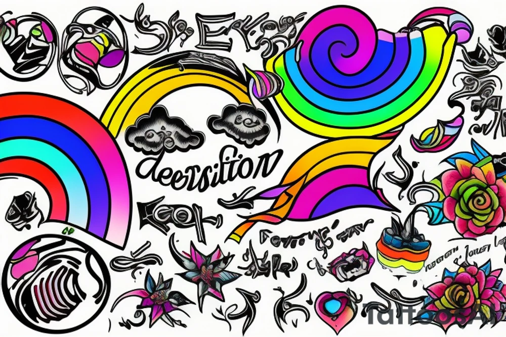 Depression, Rainbow Colors, music tattoo idea