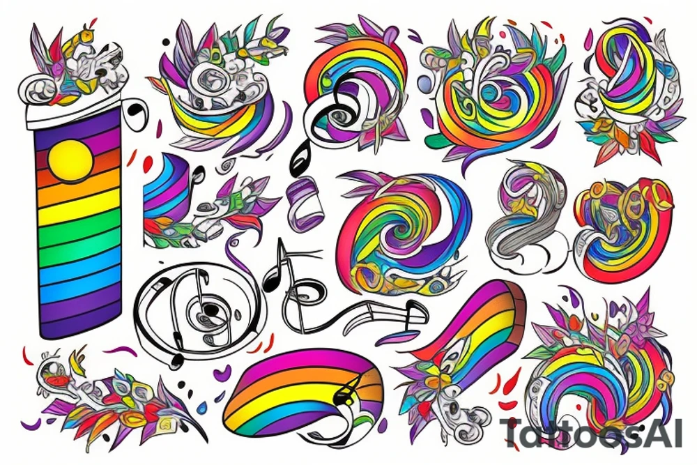 Rainbow Colors, music tattoo idea