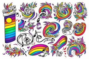Rainbow Colors, music tattoo idea