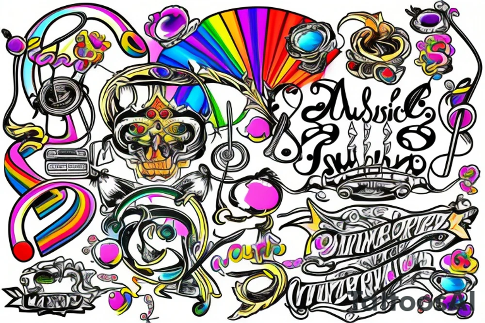 Rainbow Colors, music tattoo idea