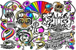 Rainbow Colors, music tattoo idea