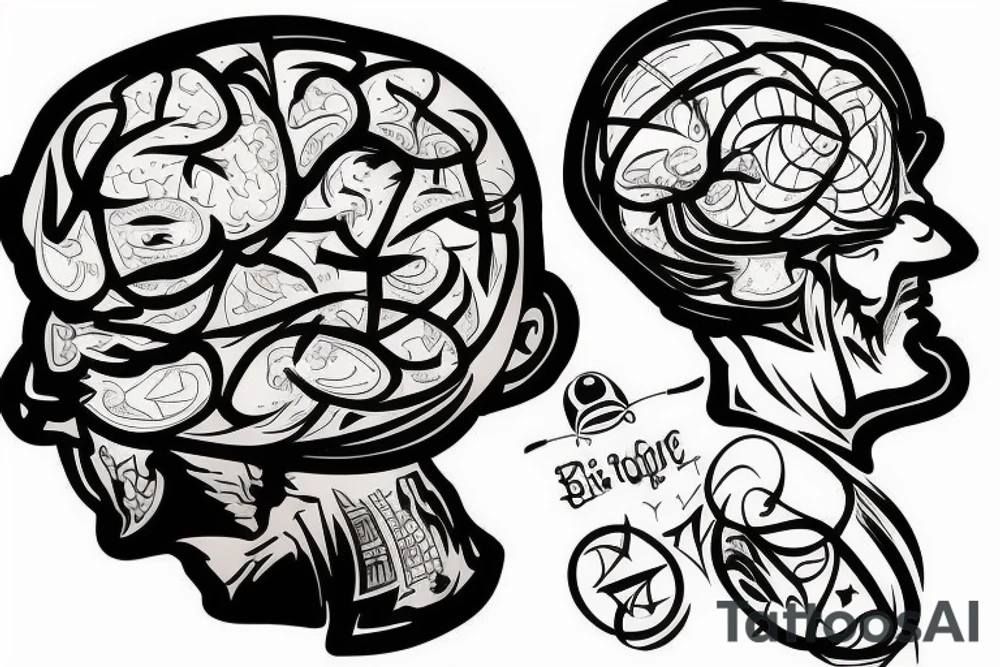 A man sitting in a bird cage where the cage is the brain tattoo idea