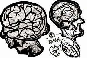 A man sitting in a bird cage where the cage is the brain tattoo idea