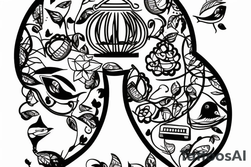 A birdcage with a brain in it tattoo idea