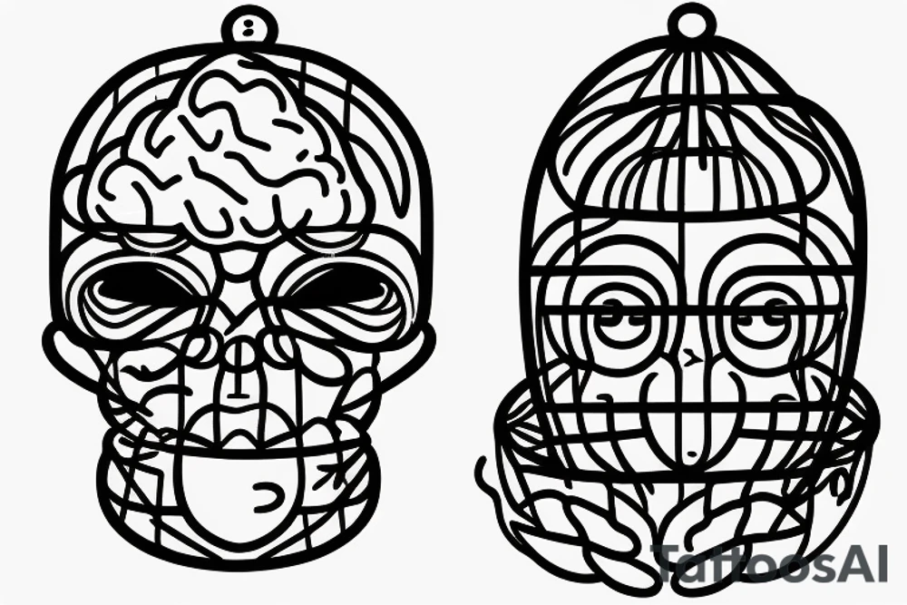 A birdcage with a brain in it tattoo idea