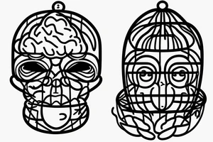 A birdcage with a brain in it tattoo idea