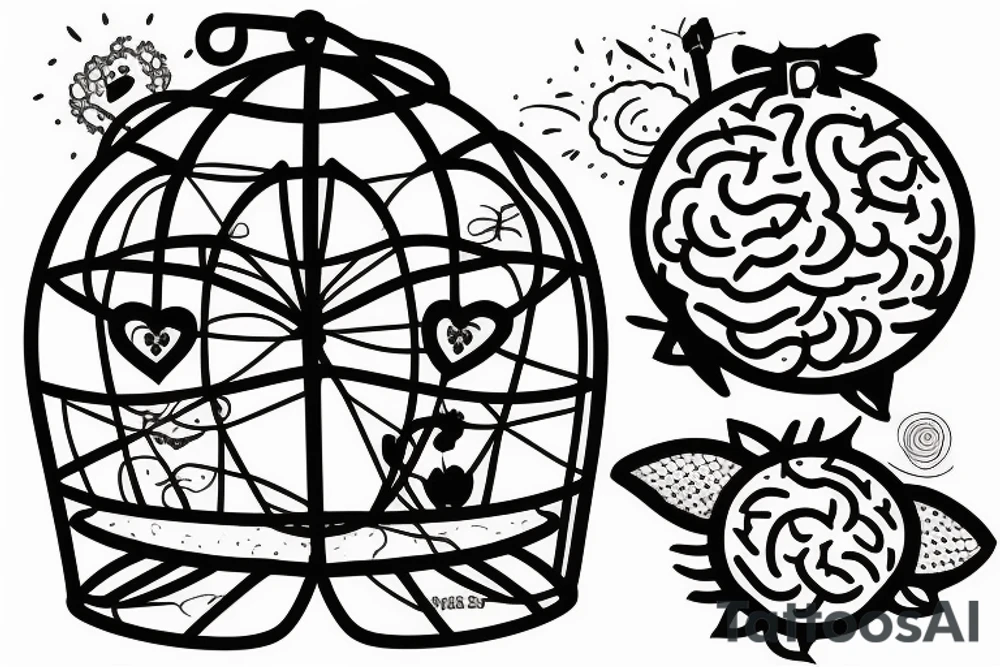 A birdcage with a brain in it tattoo idea