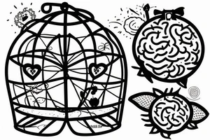 A birdcage with a brain in it tattoo idea