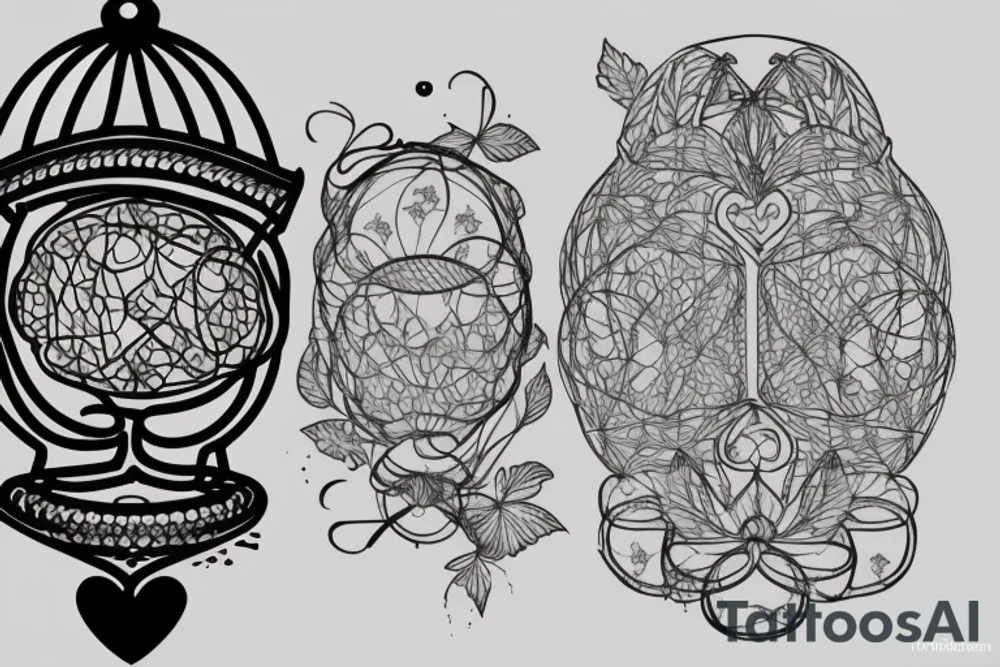 A birdcage with a brain in it tattoo idea