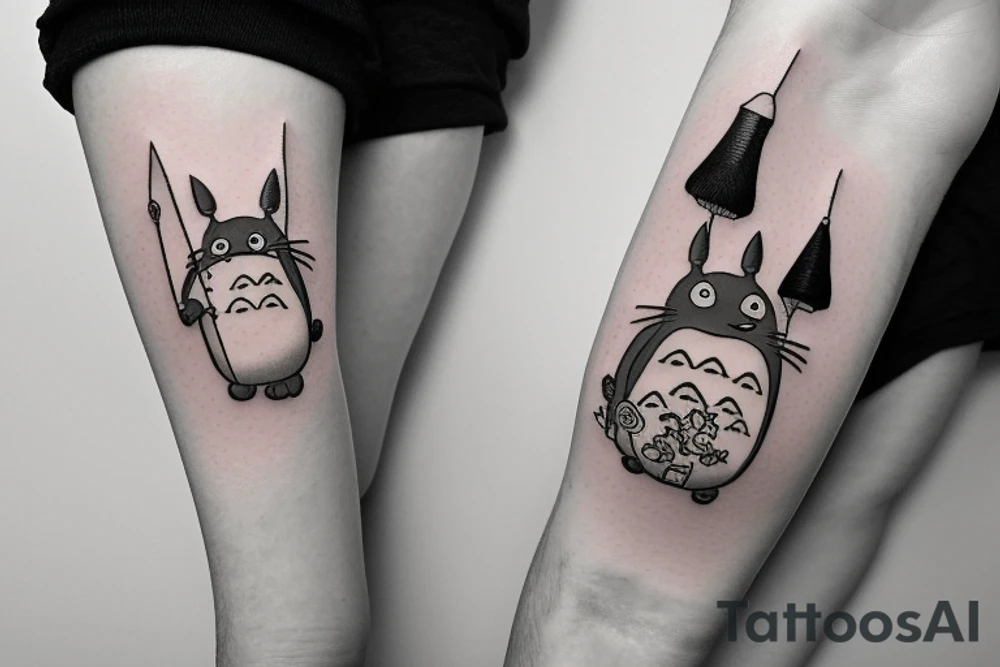 My Neighbor Totoro holding an umbrella tattoo idea