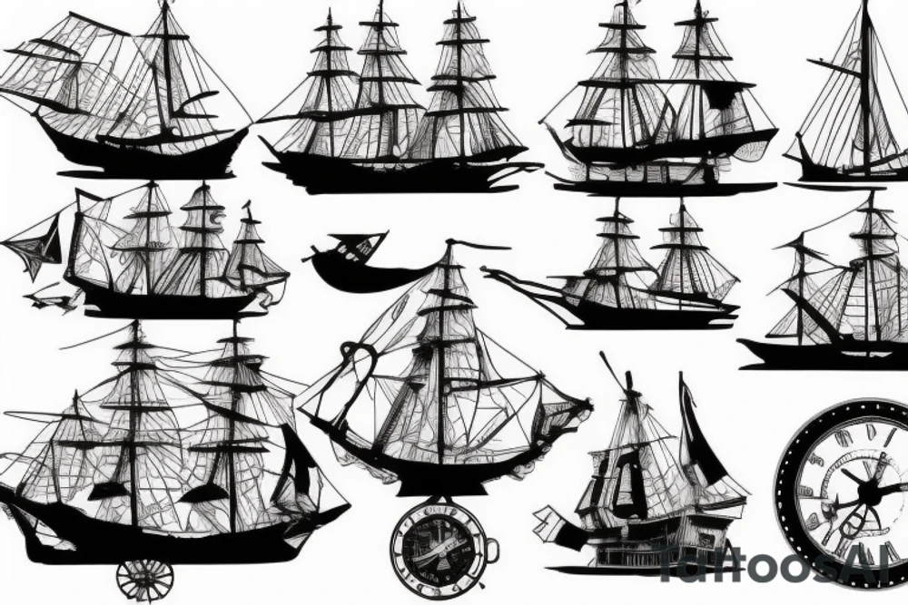 Steampunk ship tattoo idea