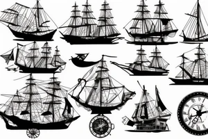 Steampunk ship tattoo idea