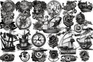 Steampunk ship tattoo idea