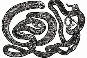 Tattoo in the form of a snake intertwined with a chain tattoo idea