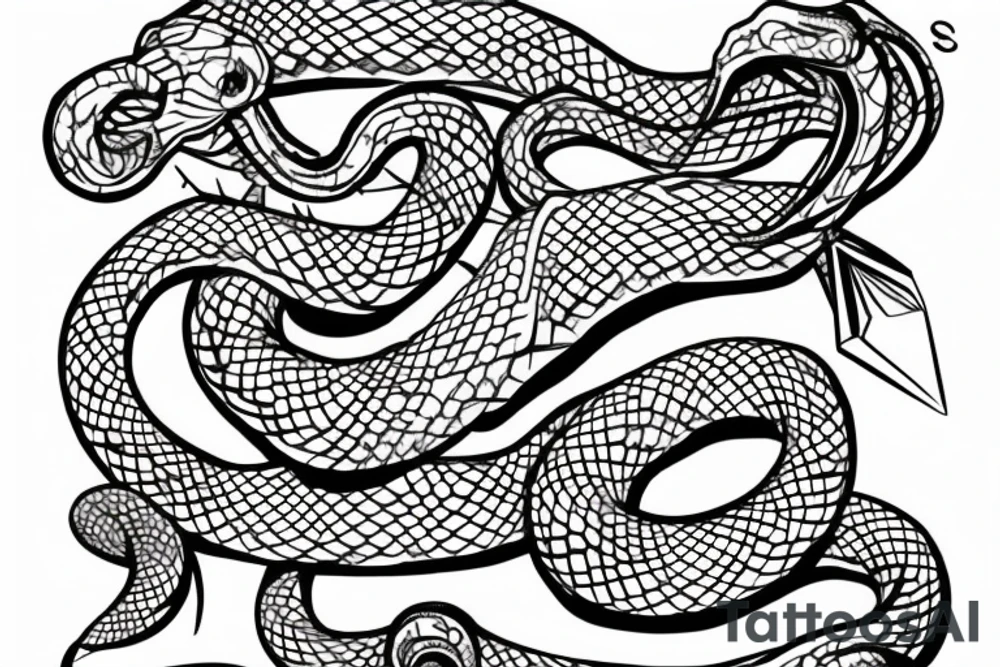 Tattoo in the form of a snake that bites the chain tattoo idea