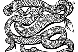 Tattoo in the form of a snake that bites the chain tattoo idea