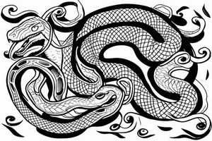 Tattoo in the form of a snake that bites the chain tattoo idea