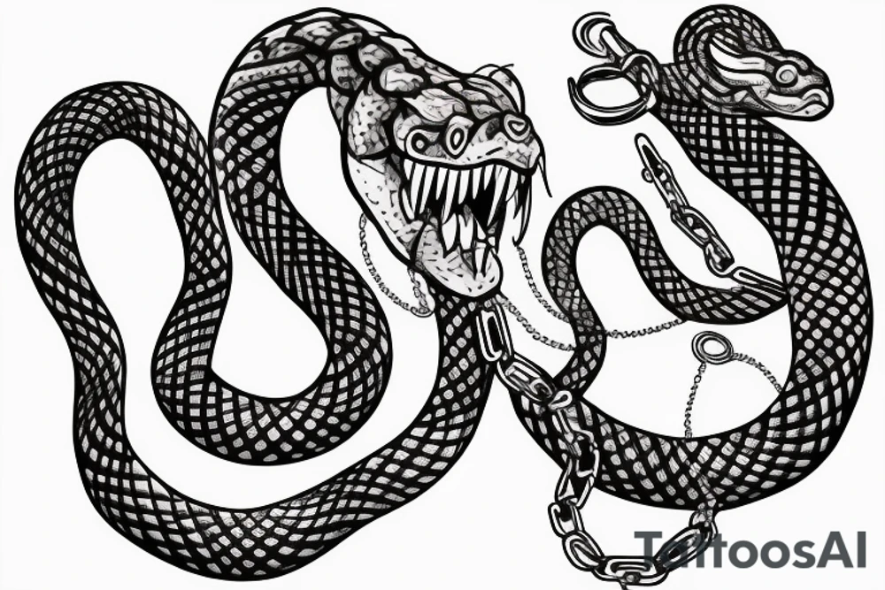 The snake bites the chain around itself tattoo idea