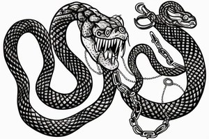 The snake bites the chain around itself tattoo idea