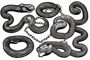 The snake bites the chain around itself tattoo idea