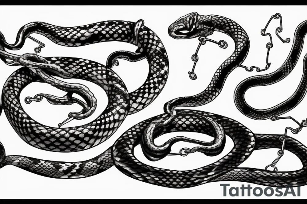 Twisting snake and chain tattoo idea