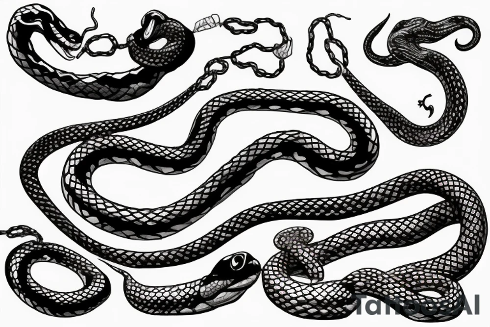 Twisting snake and chain tattoo idea