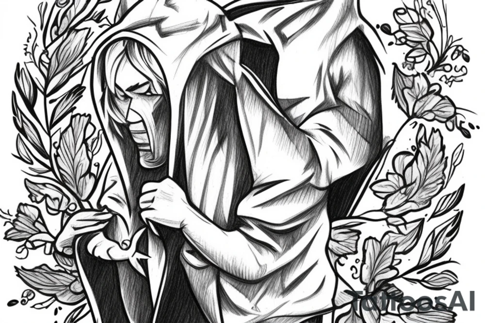 Light-haired guy in a hoodie with a rabbit hood tattoo idea