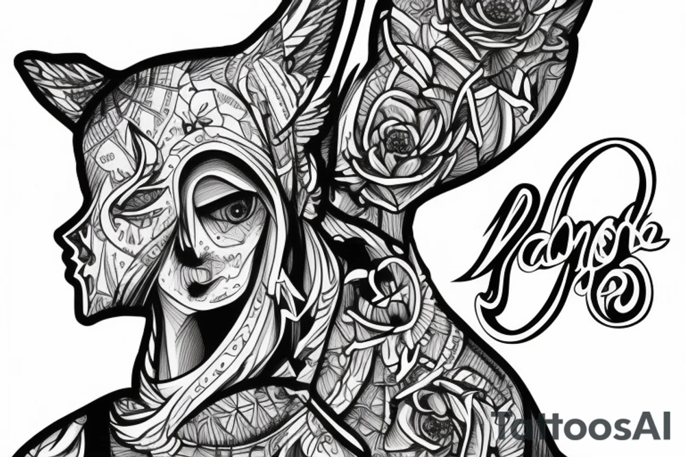 guy in hooded bunny tattoo idea