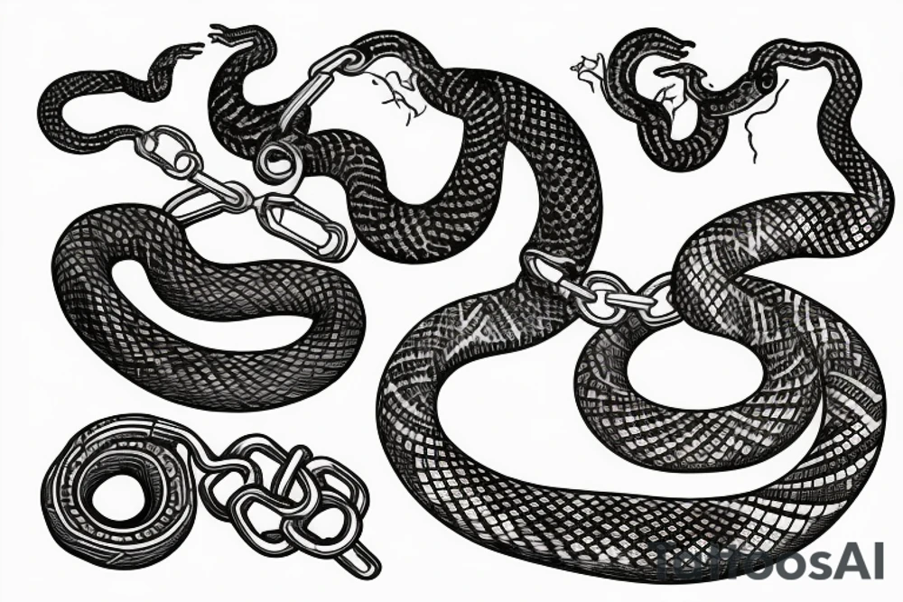 The snake fights the chain tattoo idea