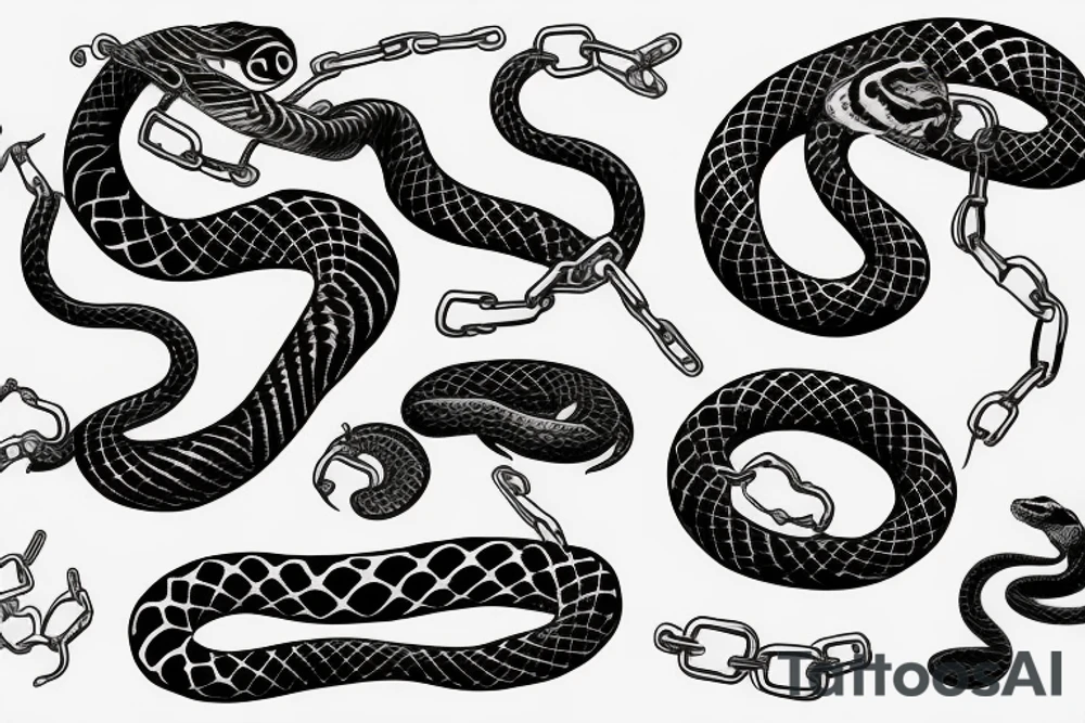 The snake fights the chain tattoo idea