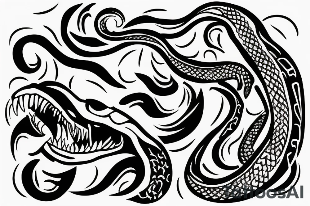 snake with open mouth tattoo idea