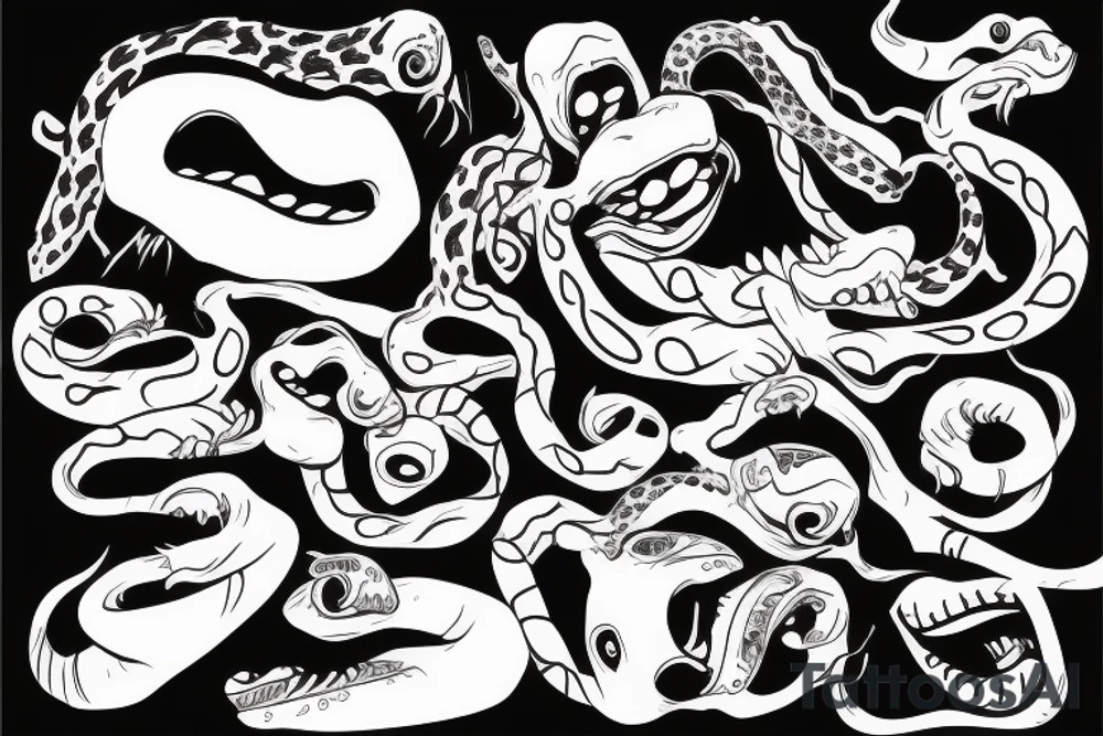 snake with open mouth tattoo idea