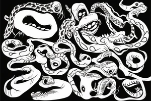 snake with open mouth tattoo idea