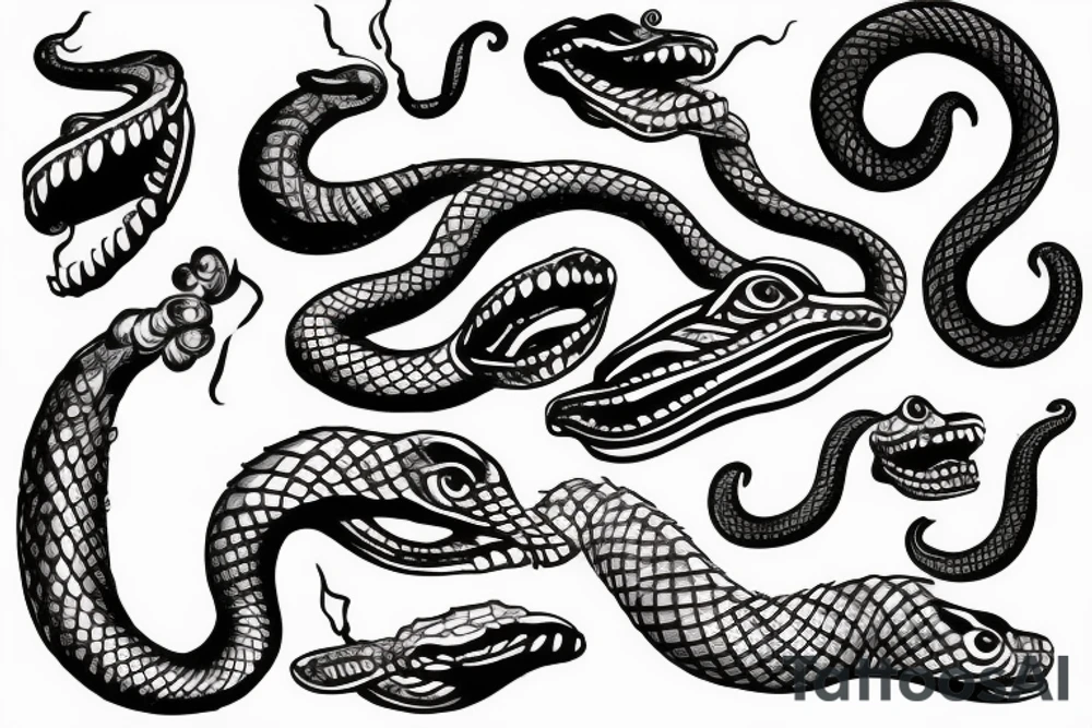 snake with open mouth tattoo idea