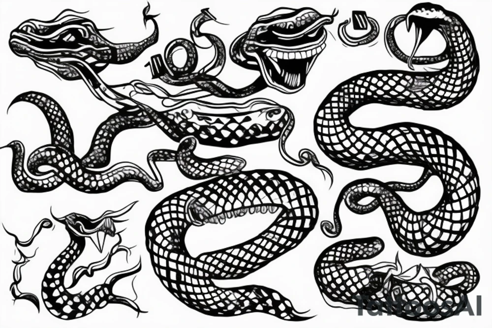 snake with open mouth tattoo idea