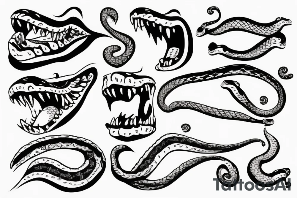 snake with open mouth tattoo idea