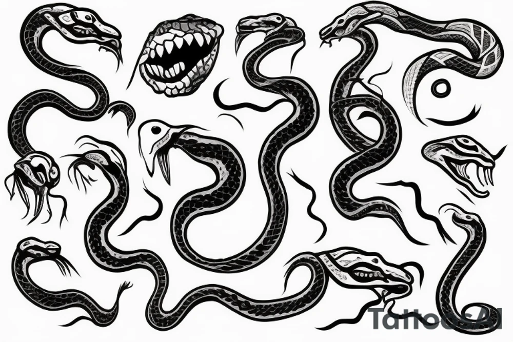 snake with open mouth tattoo idea
