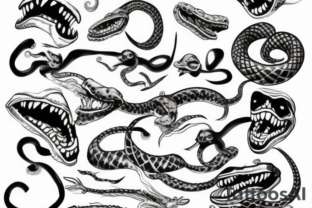 snake with open mouth tattoo idea