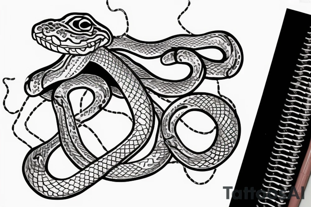 A snake with a chain in its mouth tattoo idea