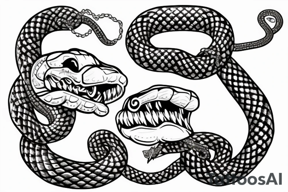A snake with a chain in its mouth tattoo idea