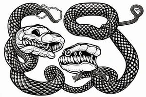 A snake with a chain in its mouth tattoo idea