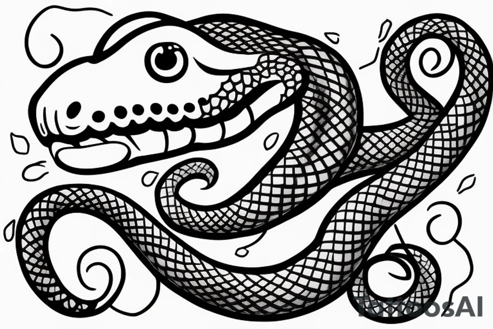 A snake with a chain in its mouth tattoo idea