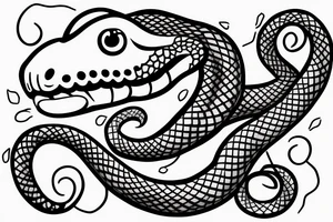 A snake with a chain in its mouth tattoo idea