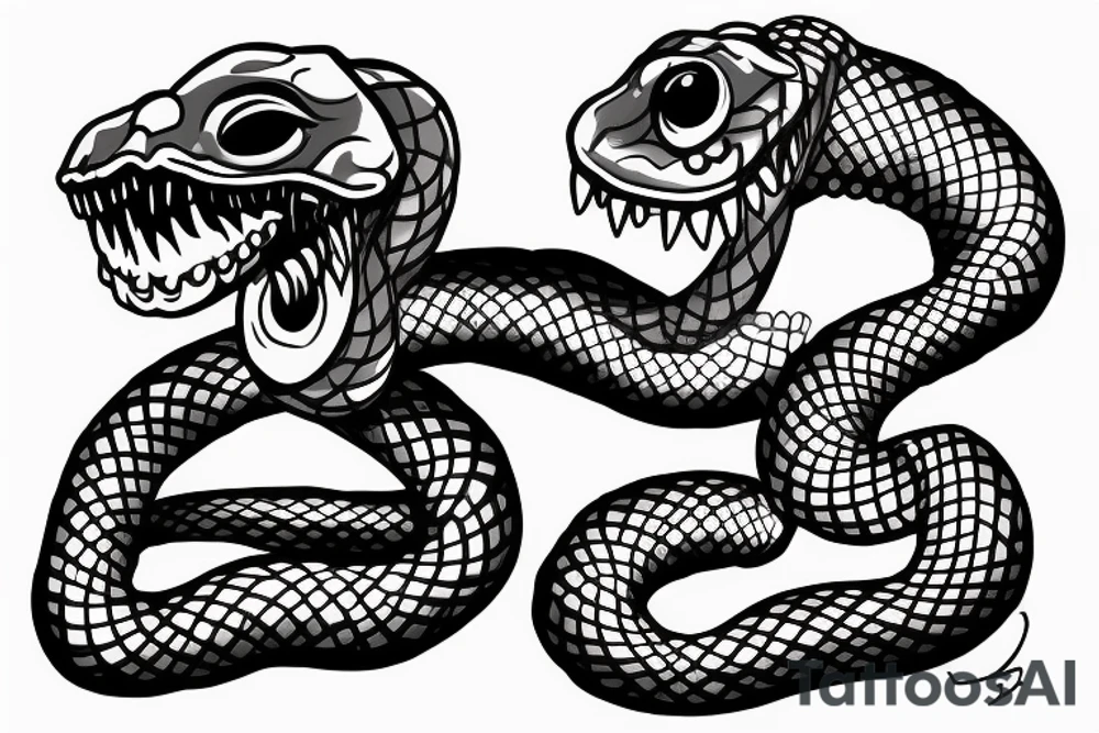 A snake with a chain in its mouth tattoo idea